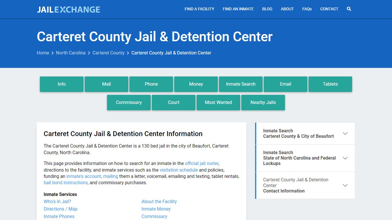 Carteret County Jail & Detention Center - Jail Exchange